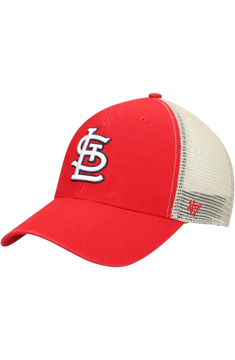 '47 Men's '47 Red/Natural St. Louis Cardinals Flagship Washed MVP Trucker Snapback Hat, Main, color, 