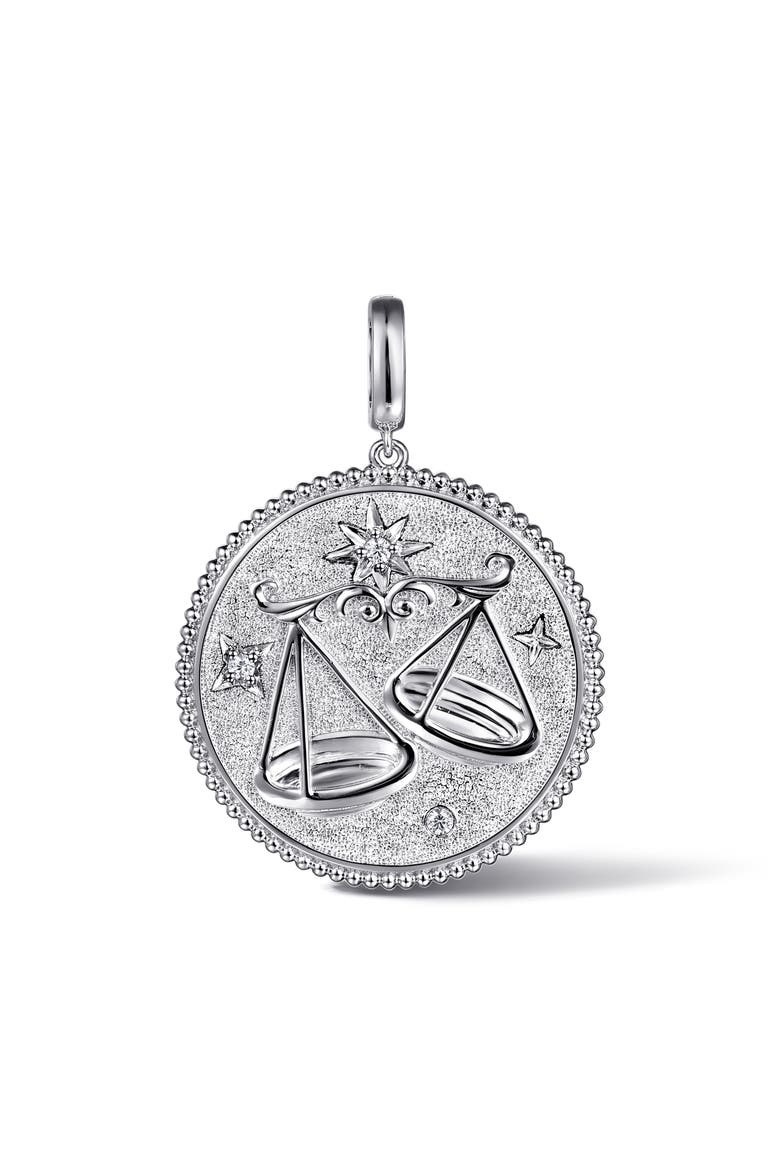 Bujukan Zodiac Sterling Silver & White Sapphire Medallion, Main, color, STERLING SILVER