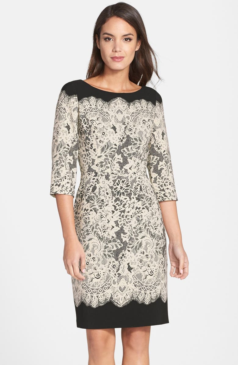 Adrianna Papell Lace Print Crepe Sheath Dress | Nordstrom