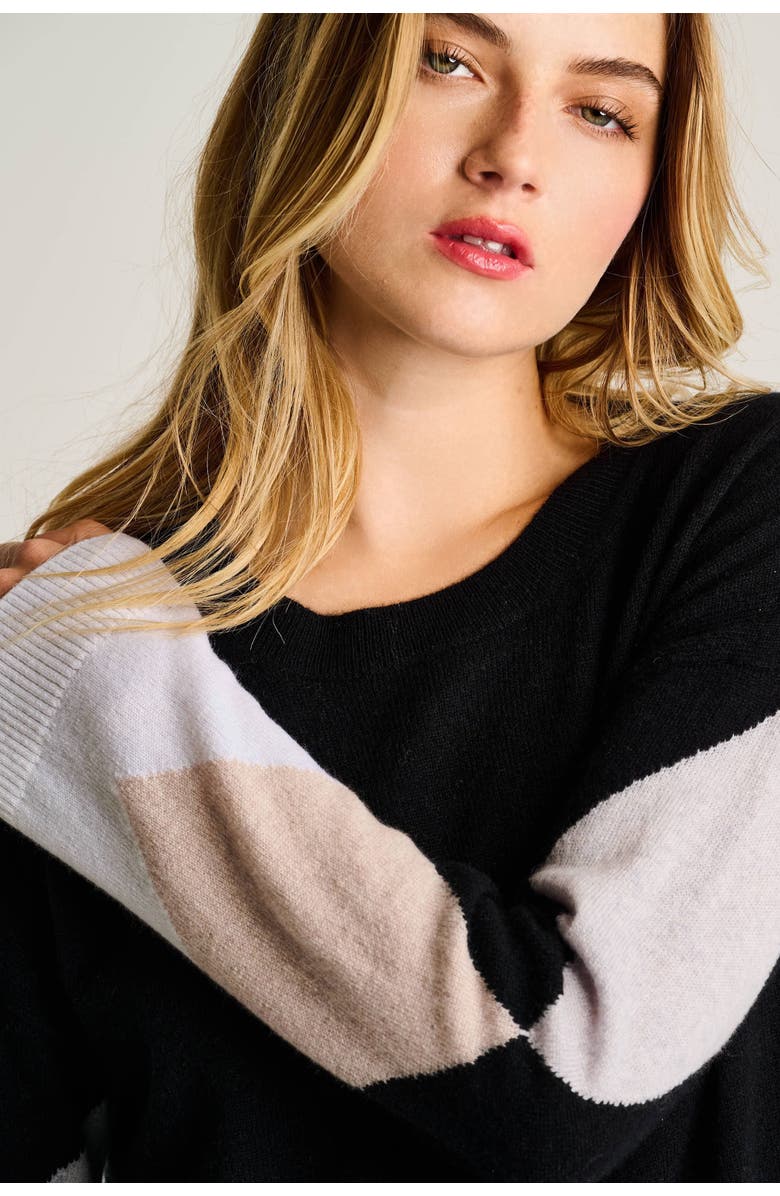 Lisa Todd Surge Argyle Cashmere Sweater, Alternate, color, Onyx