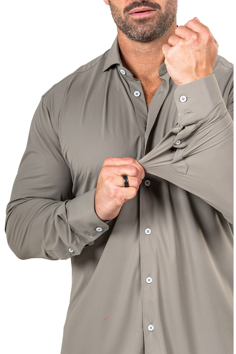 Eins Shaped Fit Marthy3015 Green Knit Button-Up Shirt, Alternate, color, GREEN