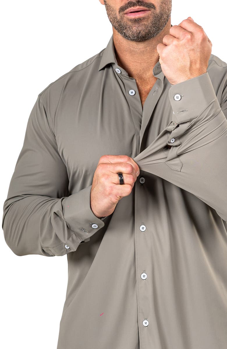 Maceoo Eins Shaped Fit Marthy3015 Green Knit Button-Up Shirt, Alternate, color, 