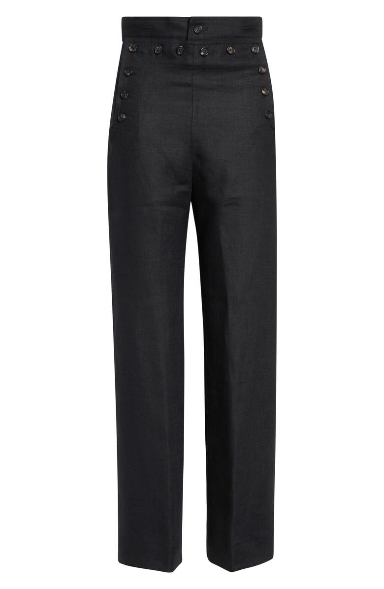 Bode Linen Sailor Trousers, Alternate, color, Black