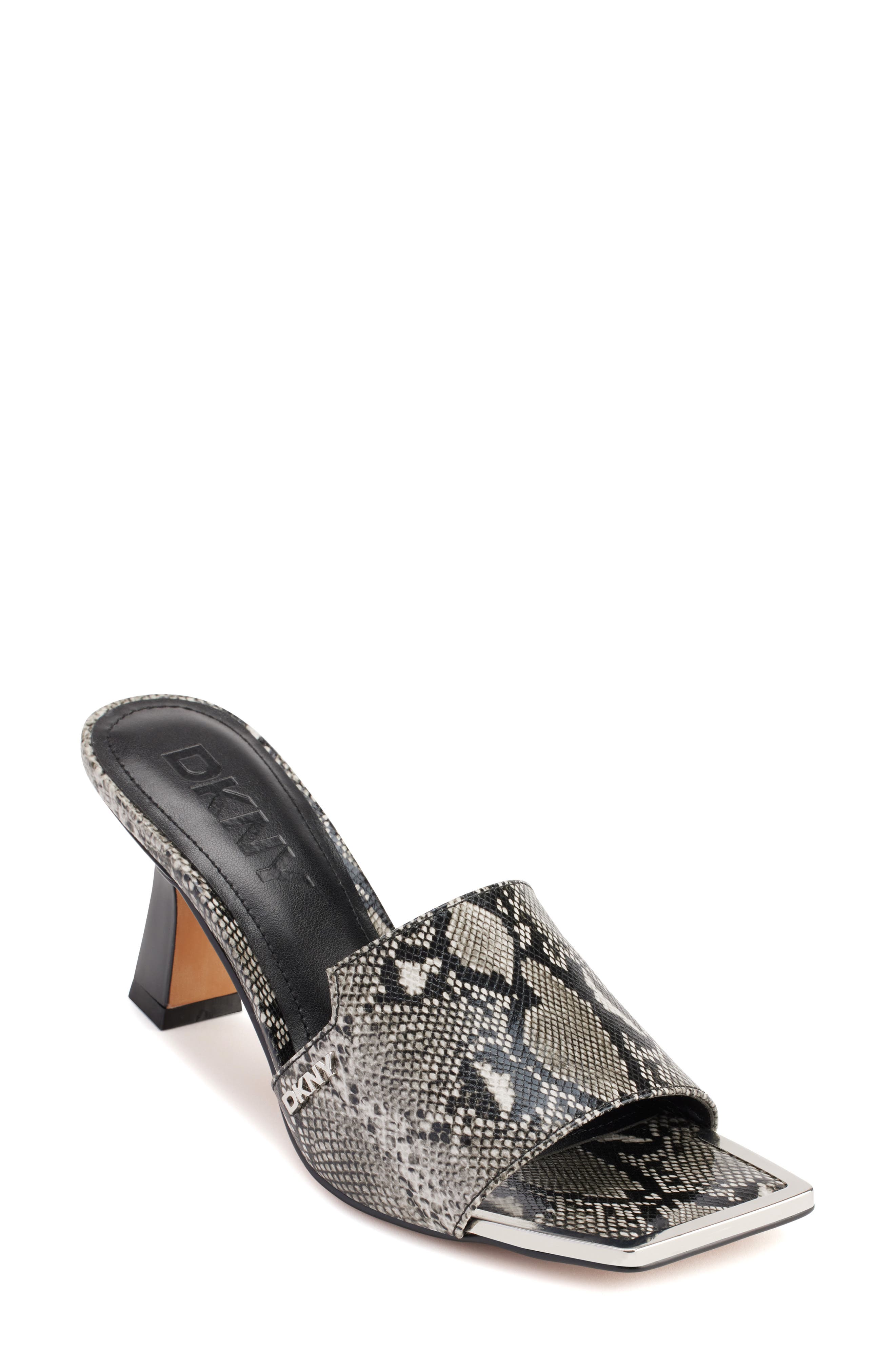 DKNY Square Toe Slide Sandal, Main, color, Grey Multi