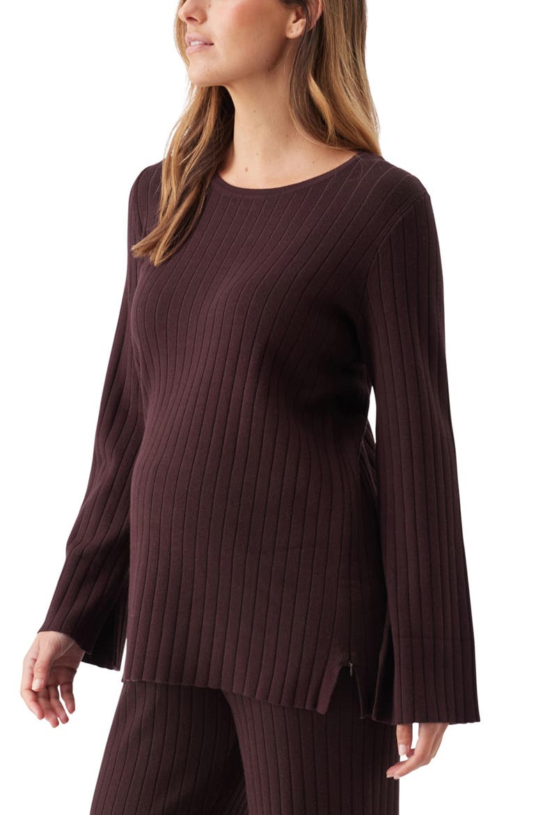 Dallas Rib Knit Nursing Top, Alternate, color, Cocoa
