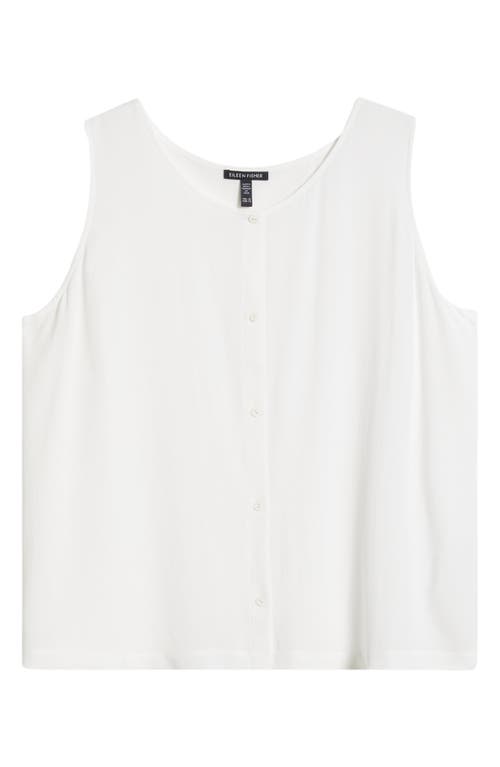 Eileen Fisher Silk Georgette Round Neck Vest In Ivory
