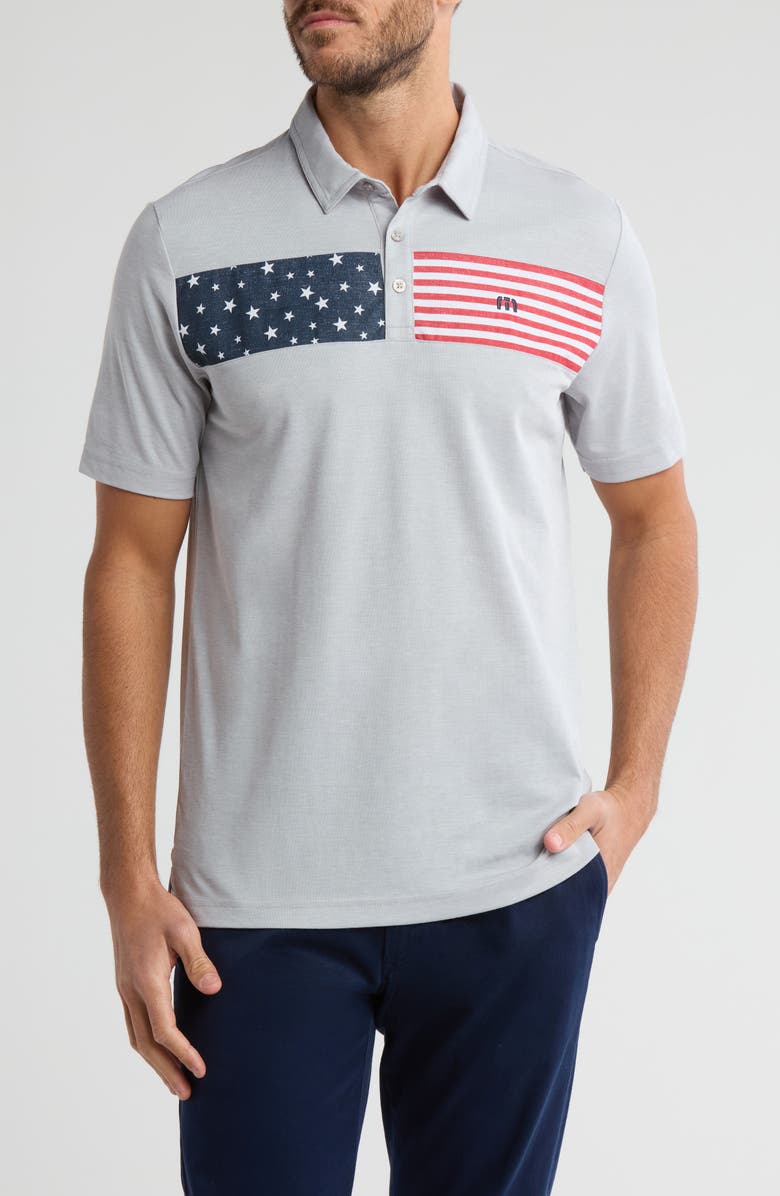 TravisMathew Sea to Sea 2.0 America Graphic Polo, Main, color, Heather Light Grey