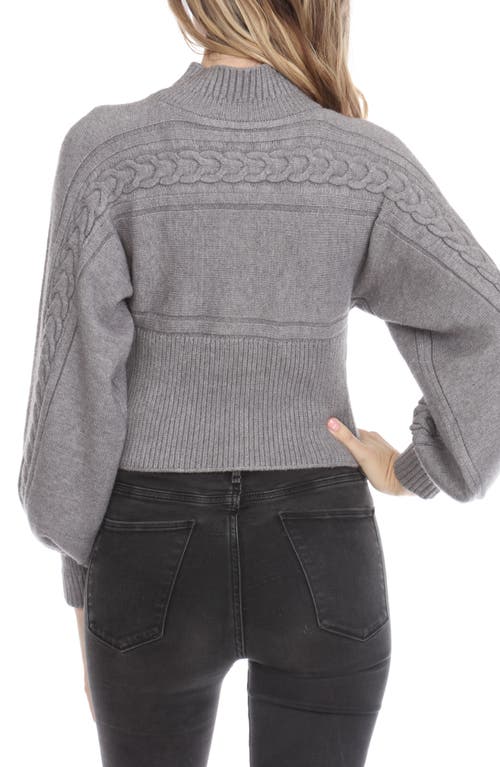 Rain And Rose Mock Neck Rib Sweater In Gray