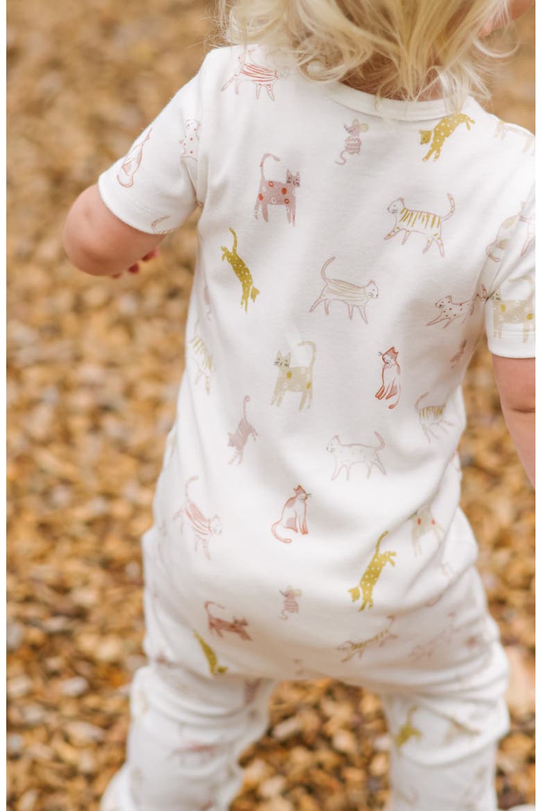 Copy Cat Print Organic Cotton Henley Romper, Alternate, color, COPY CAT