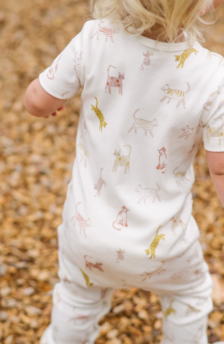 Pehr Copy Cat Print Organic Cotton Henley Romper, Alternate, color,