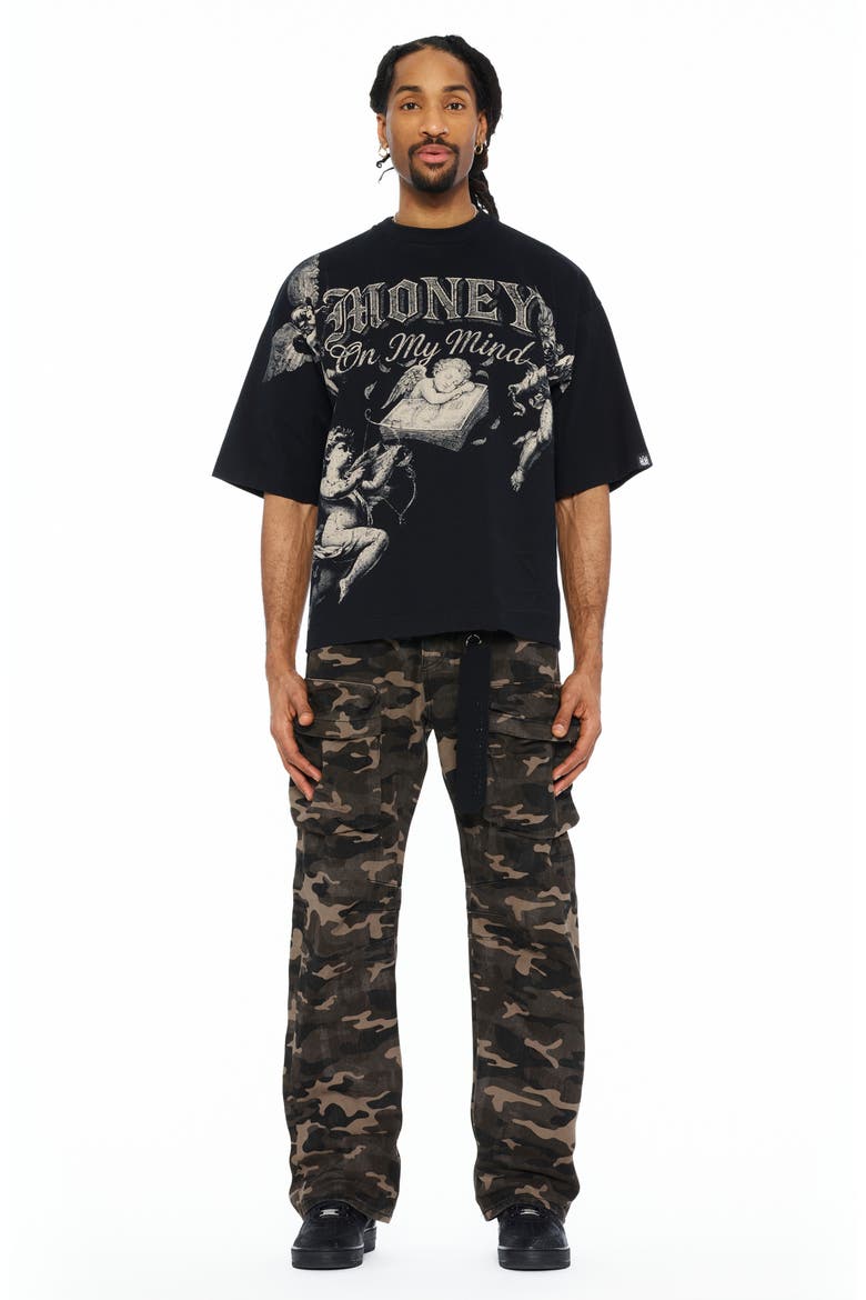 Grunge Camo Baggy Fit Cargo Jeans, Alternate, color, JAVA CAMO