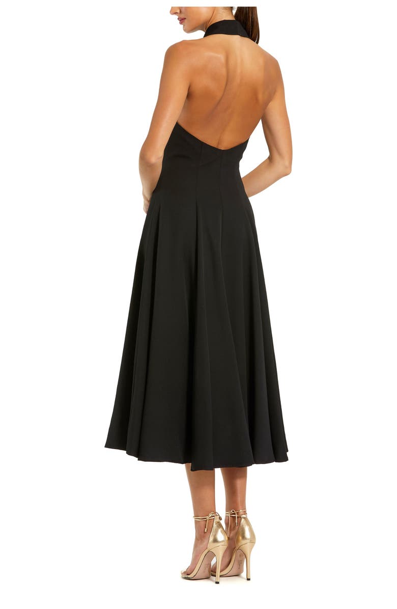 Mac Duggal Crepe Sleeveless Blazer Halter Midi Dress, Alternate, color, Black