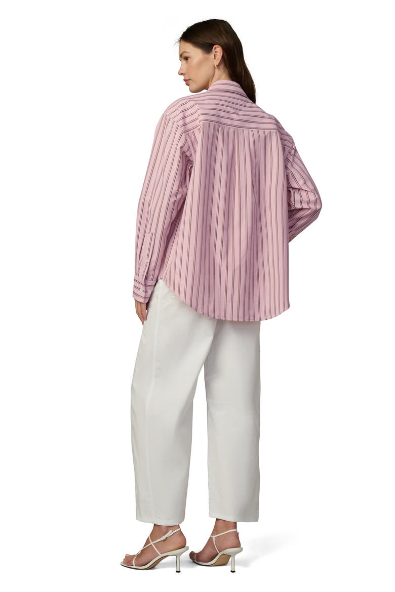 The Boyfriend Stripe Oversize Button-Up Shirt, Alternate, color, BLUSH PINK STRIPE
