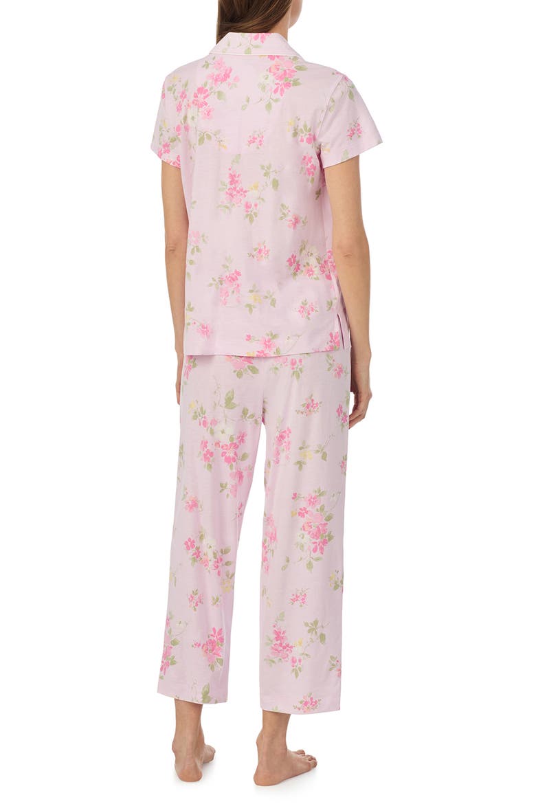Short Sleeve Cotton Blend Crop Pajamas, Alternate, color, PINK PRINT