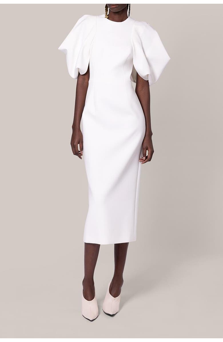 Roksanda Calita Crepe Bridal Dress, Alternate, color, Ivory