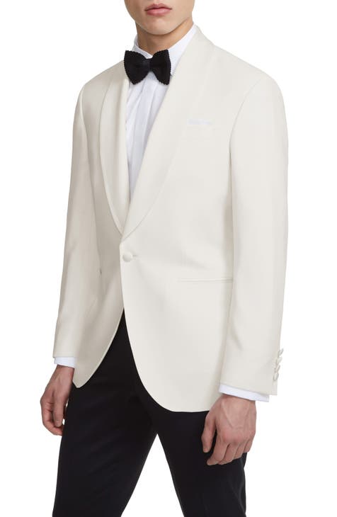 40R Mens BURBERRYS White/Vanilla 100% Wool Classy Slim selling fit James Bond 007 Luxury MOD Preppy Blazer Sport Coat Dinner Party Jacket