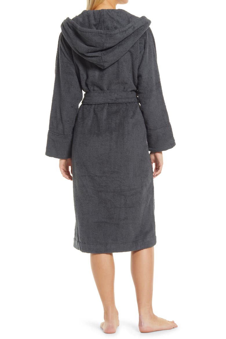 Organic Cotton Hooded Bathrobe, Alternate, color, ASH BLACK