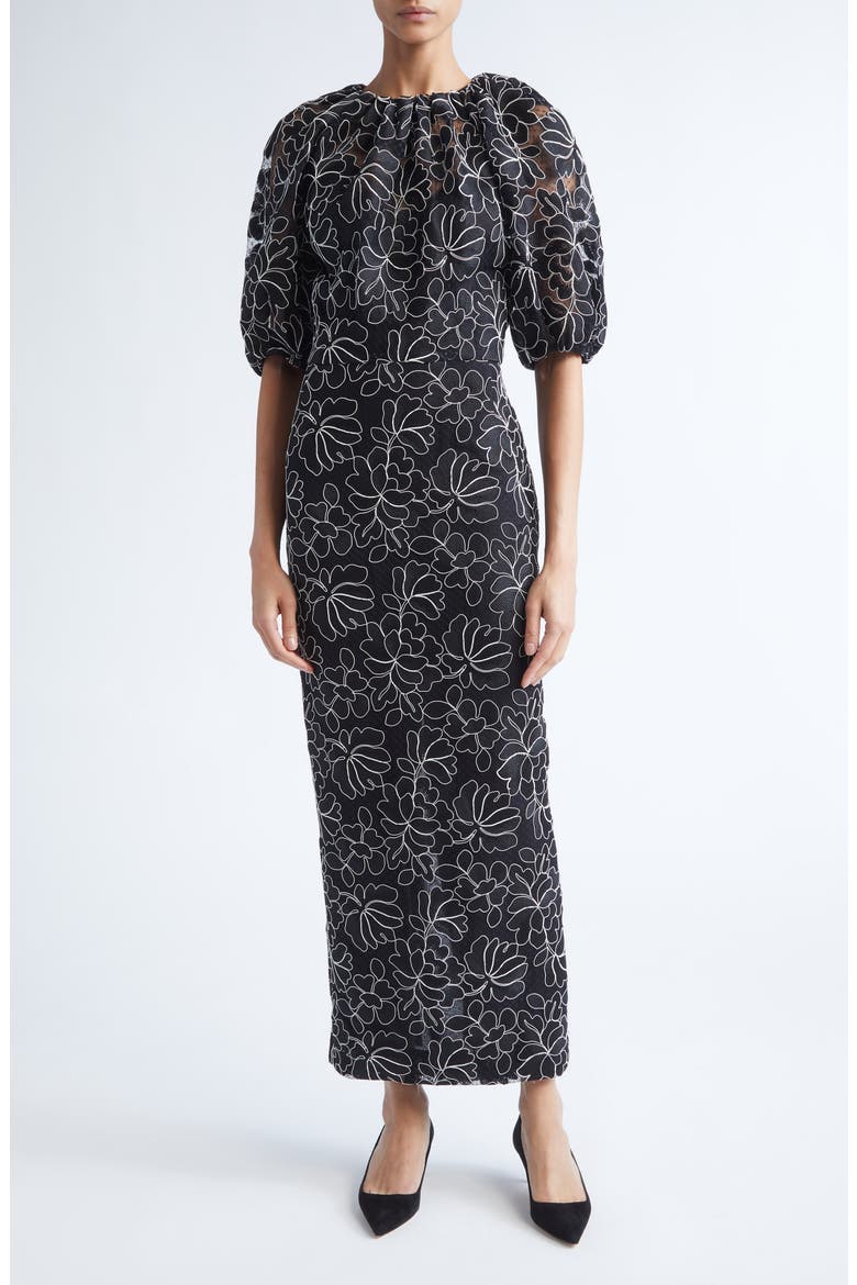 Naomi Floral Lace Dress, Main, color, BLACK/ IVORY