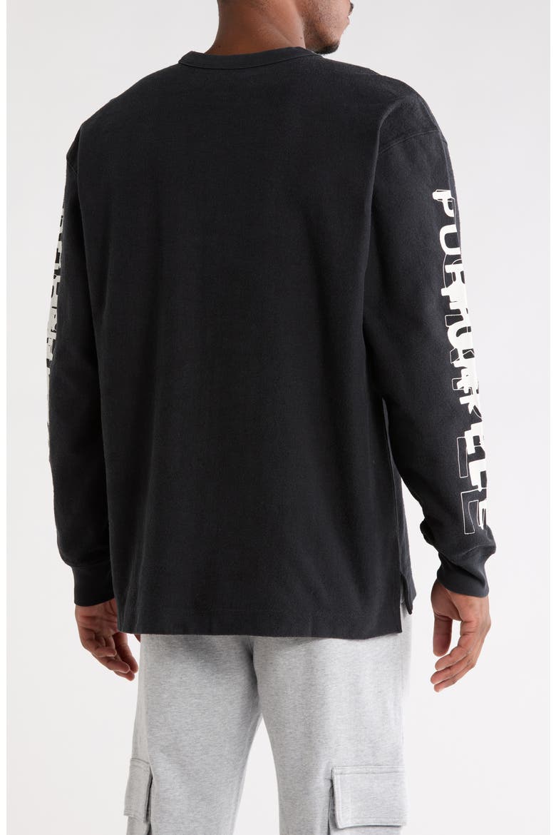 Textured Long Sleeve Graphic T-Shirt, Alternate, color, BLACK
