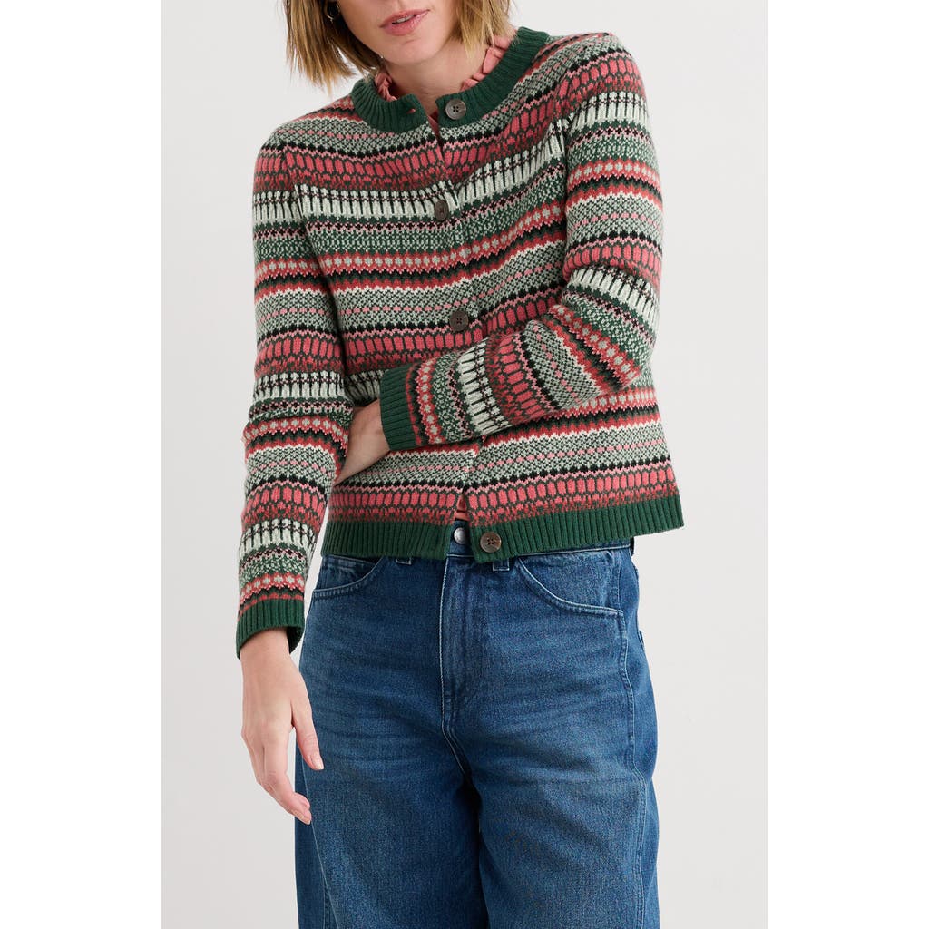 Seasalt Cornwall Percella Cove Fair Isle Merino Wool Blend Cardigan In Multi