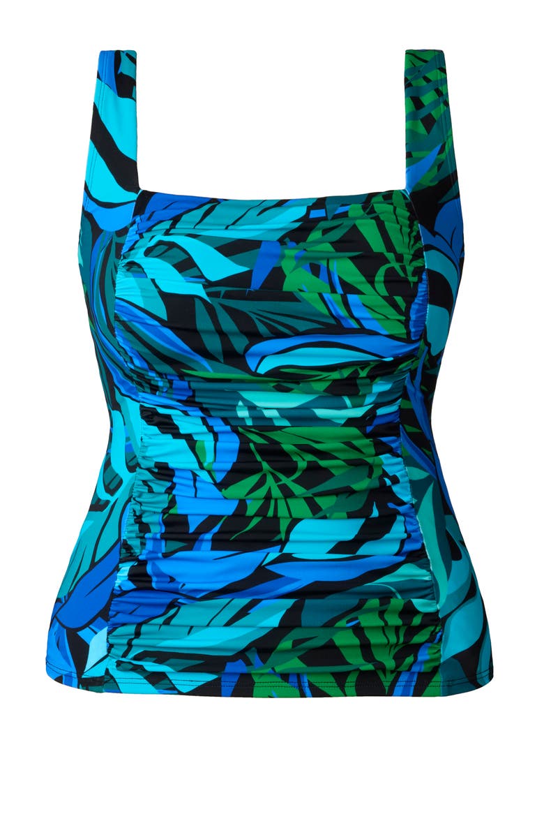 ShapeSolver Squareneck Tankini Swimsuit Top, Alternate, color, Leaf Sensation