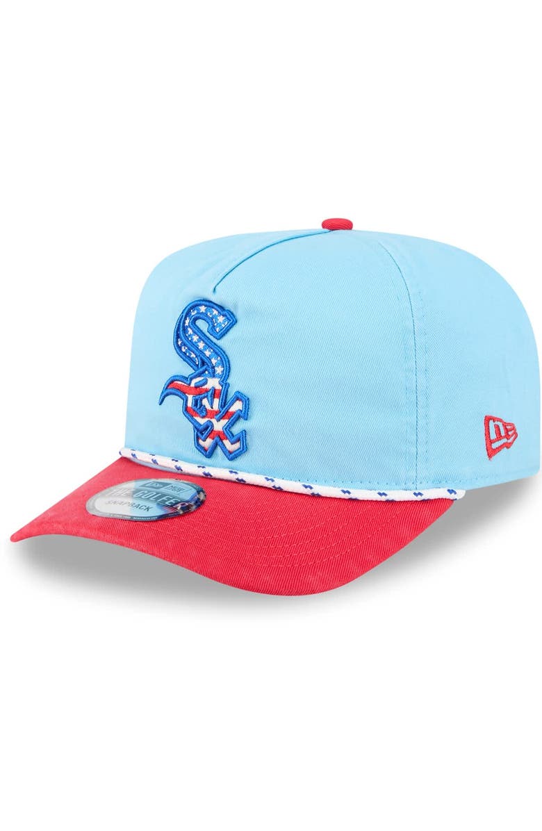New Era Men's New Era Light Blue/Red Chicago White Sox 2025 Fourth of July Golfer Snapback Hat, Main, color, 