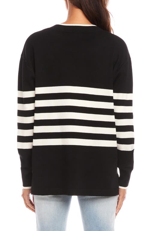 Karen Kane Stripe V-neck Sweater In Black
