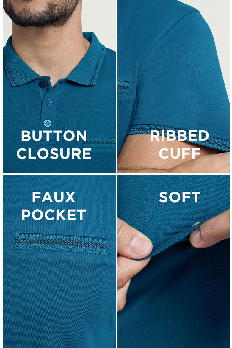 Jacquard Polo, Alternate, color, TEAL/ BLACK