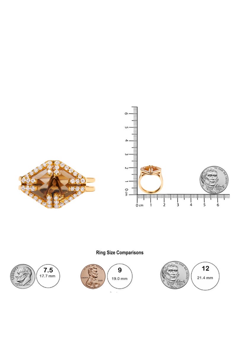 Haus of Brilliance 14K Gold Citrine & 1/3 Cttw Diamond Halo Cocktail Ring, Alternate, color, Yellow