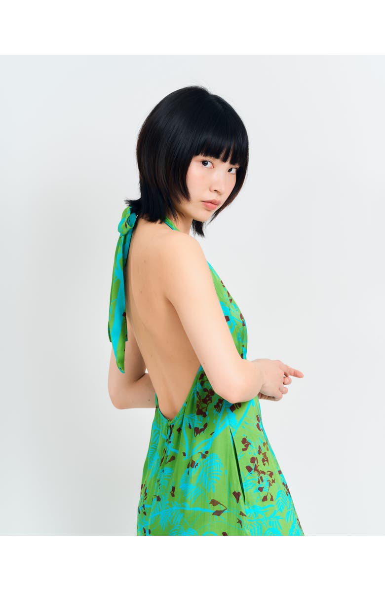 Lost Pattern NYC "Coco Dream" Halter Midi Dress, Alternate, color, Green