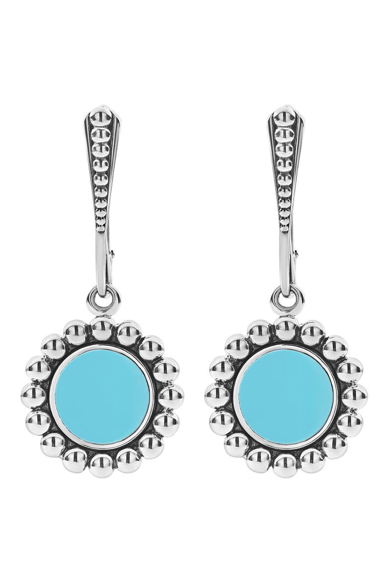 Maya Blue Ceramic Drop Earrings, Main, color, SILVER