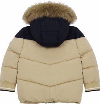 Fleece Lined  Puffer Coat with Removable Trim