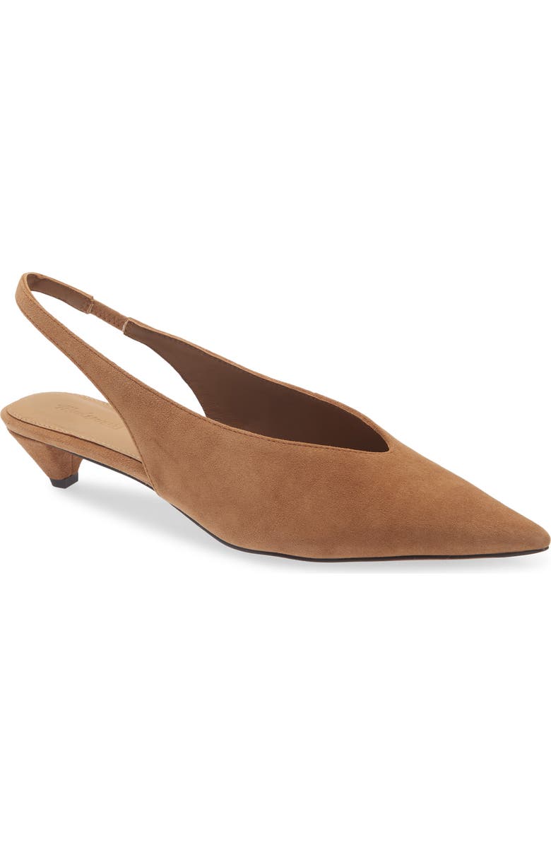 Madewell Mariette Kitten Heel Slingback Pump, Main, color, Dried Acorn