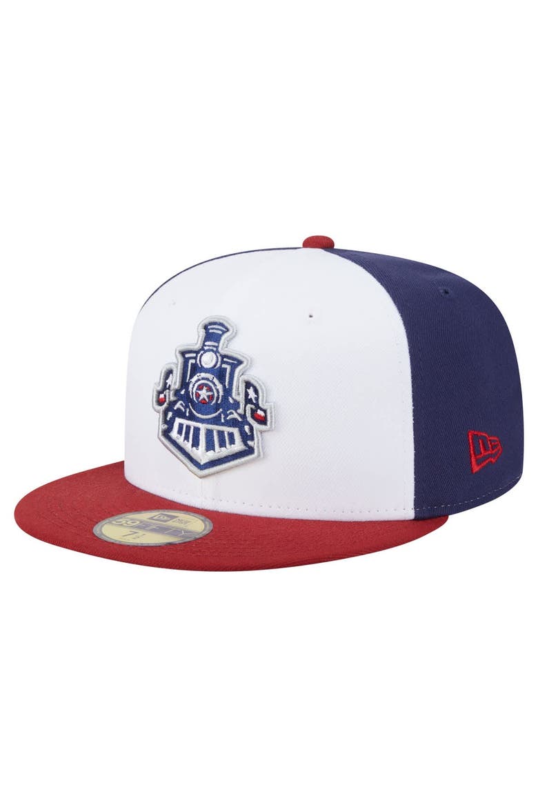 Men's New Era  White/Red Round Rock Express Authentic Collection 59FIFTY Fitted Hat, Main, color, White