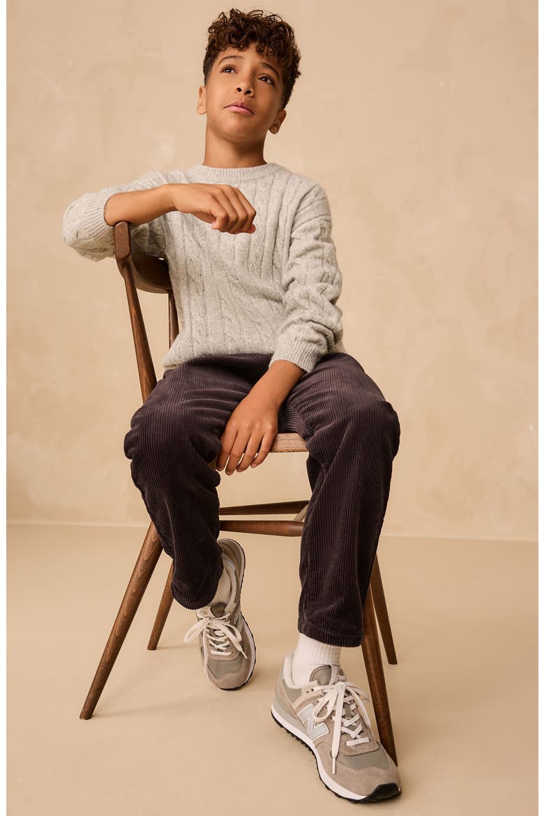 Kids' Cable Crewneck Sweater, Alternate, color, GREY