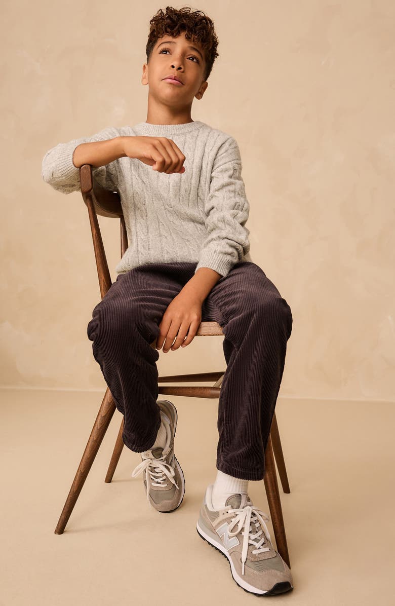 NEXT Kids' Cable Crewneck Sweater, Alternate, color, Grey