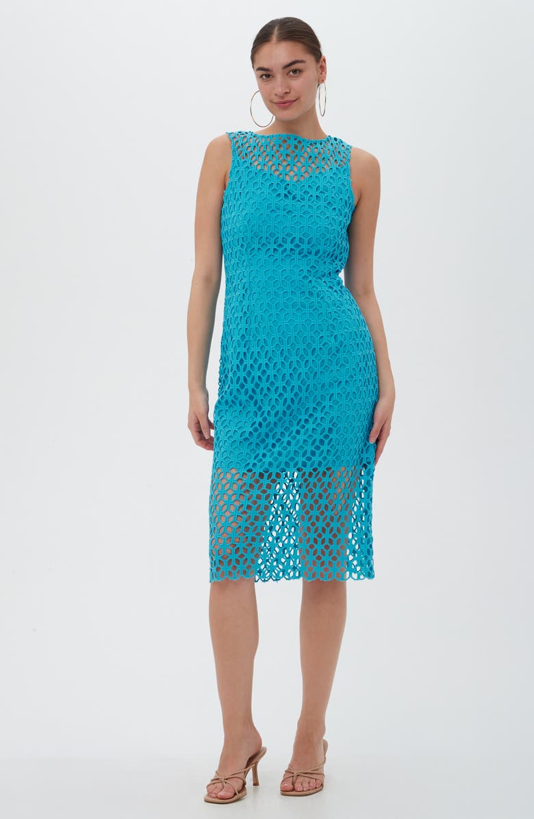 Trina Turk Eleanor Sleeveless Cutout Shift Dress, Alternate, color, Blue Grotto