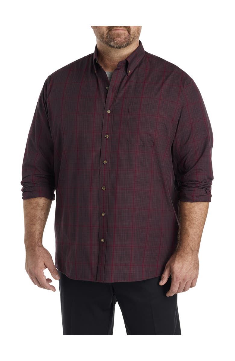 Harbor Bay by DXL Big & Tall EZ-Care Large Plaid Sprt Shirt, Main, color, Black Red