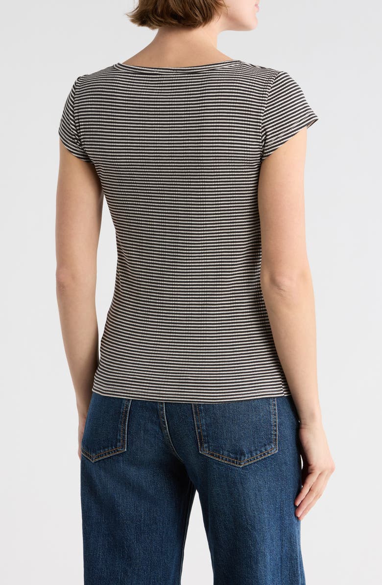 Splendid Fitted Scoop Neck T-Shirt, Alternate, color, Black Stripe