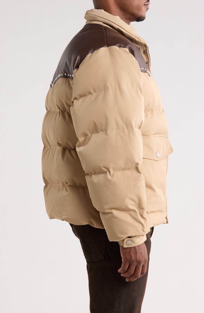 Nothing Grows Overnight Western Down Puffer Jacket, Alternate, color, Tan
