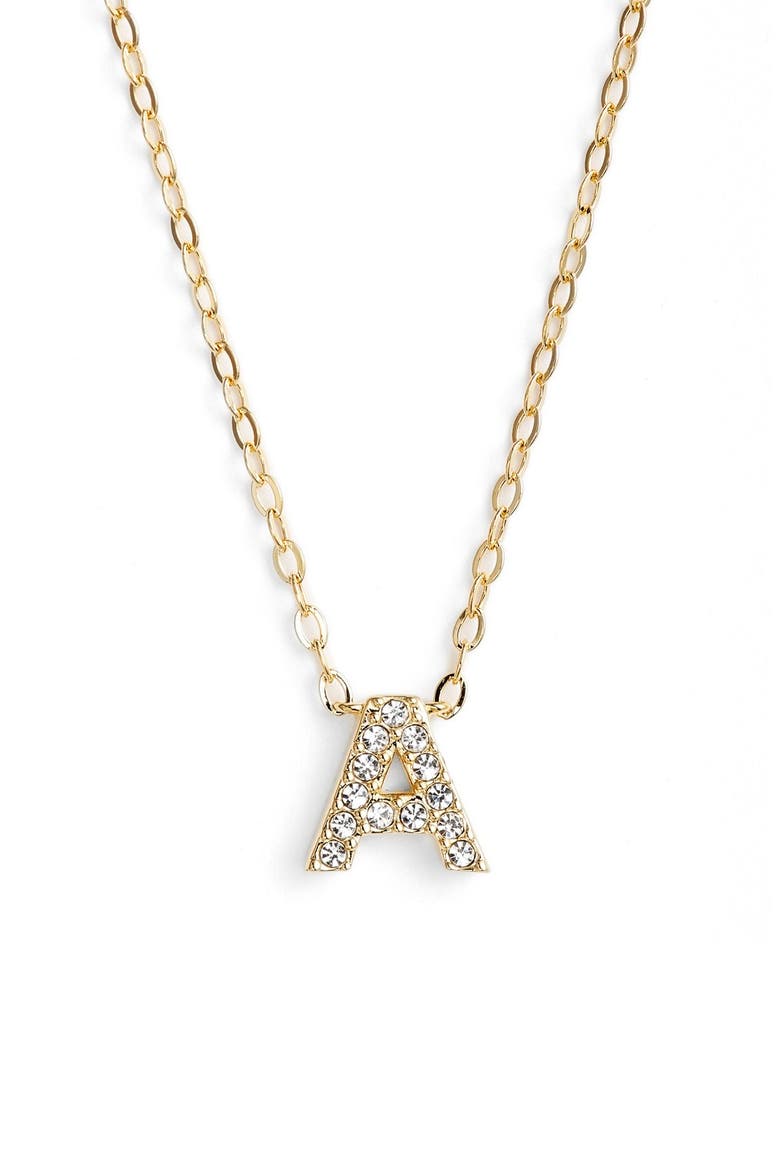 Initial Pendant Necklace, Main, color, A GOLD