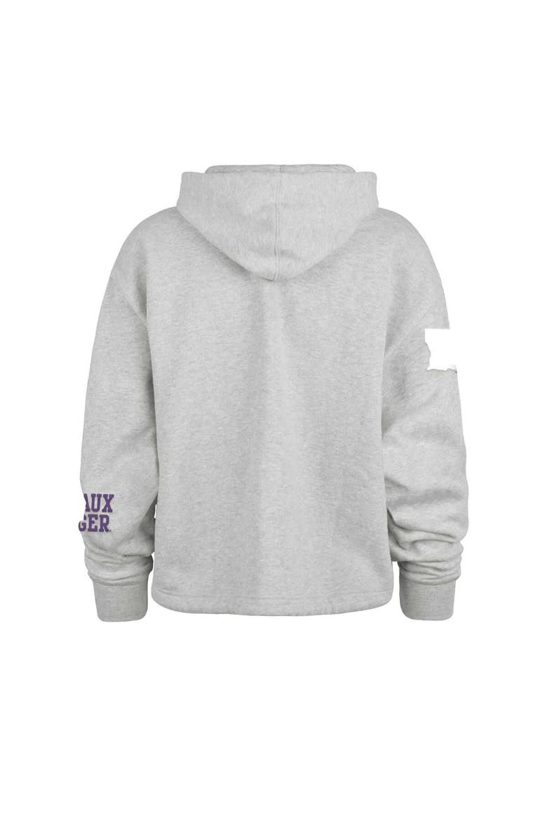 Women's '47 Heather Gray LSU Tigers High Hopes Long Sleeve Cropped Hoodie, Alternate, color, Heather Gray