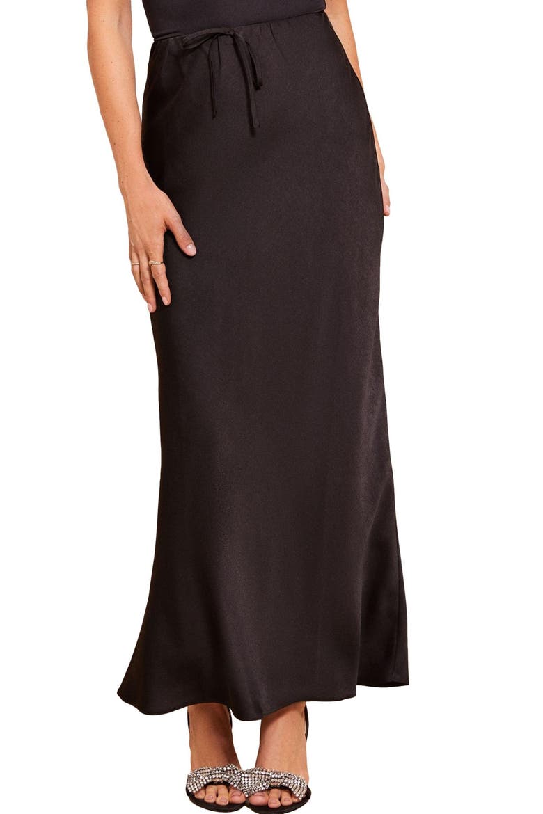 Satin Maxi Skirt, Main, color, BLACK
