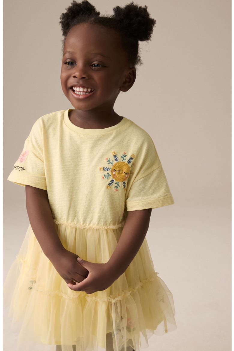 Kids' Embroidered Twofer Dress, Alternate, color, YELLOW
