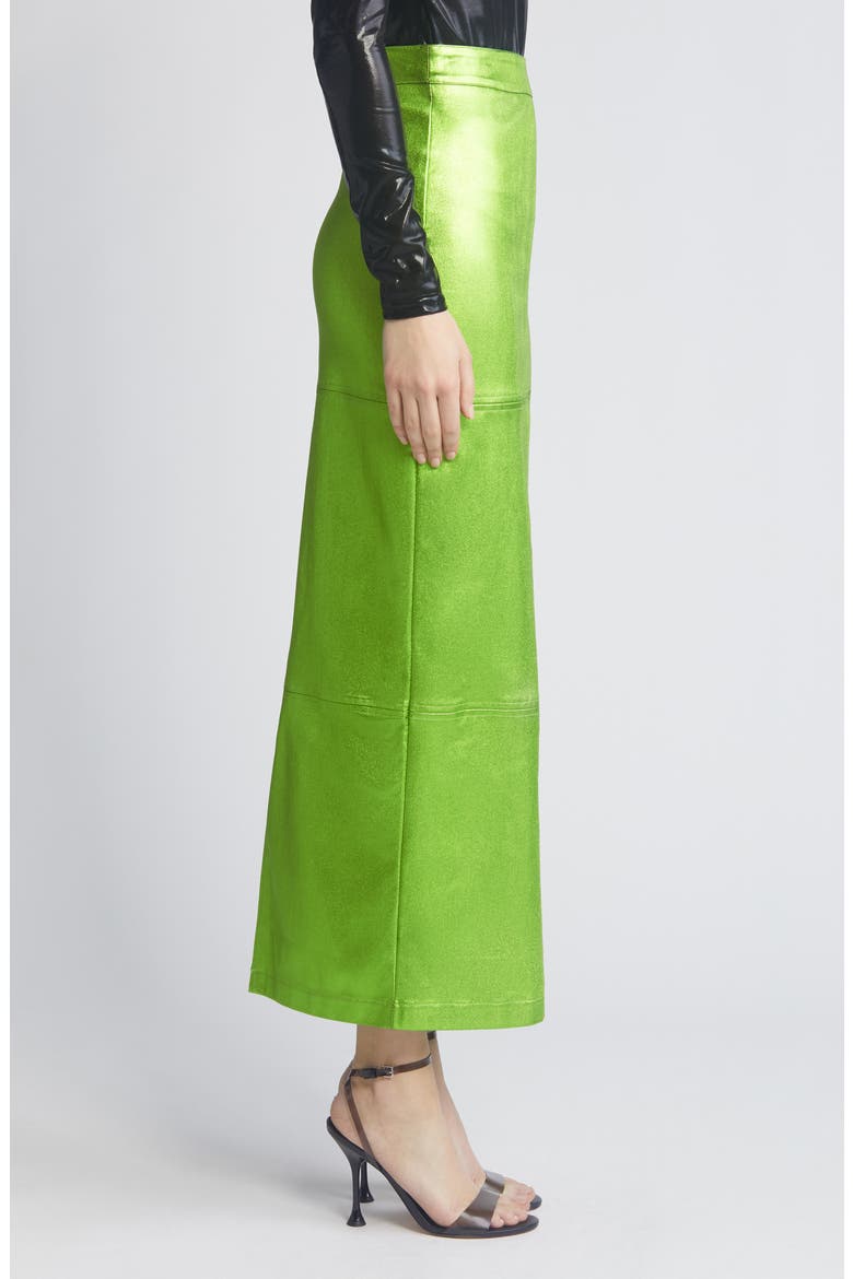 Iggy Metallic Maxi Skirt, Alternate, color, GREEN
