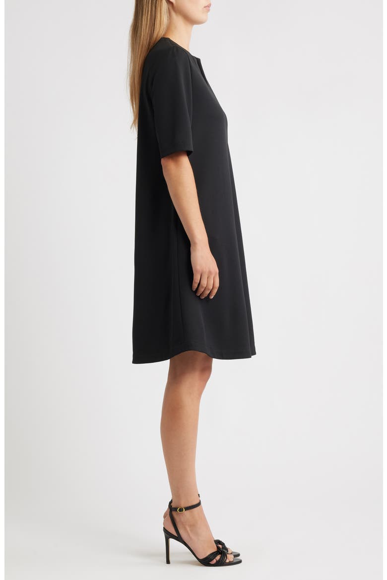 Stretch Crepe A-Line Dress, Alternate, color, BLACK