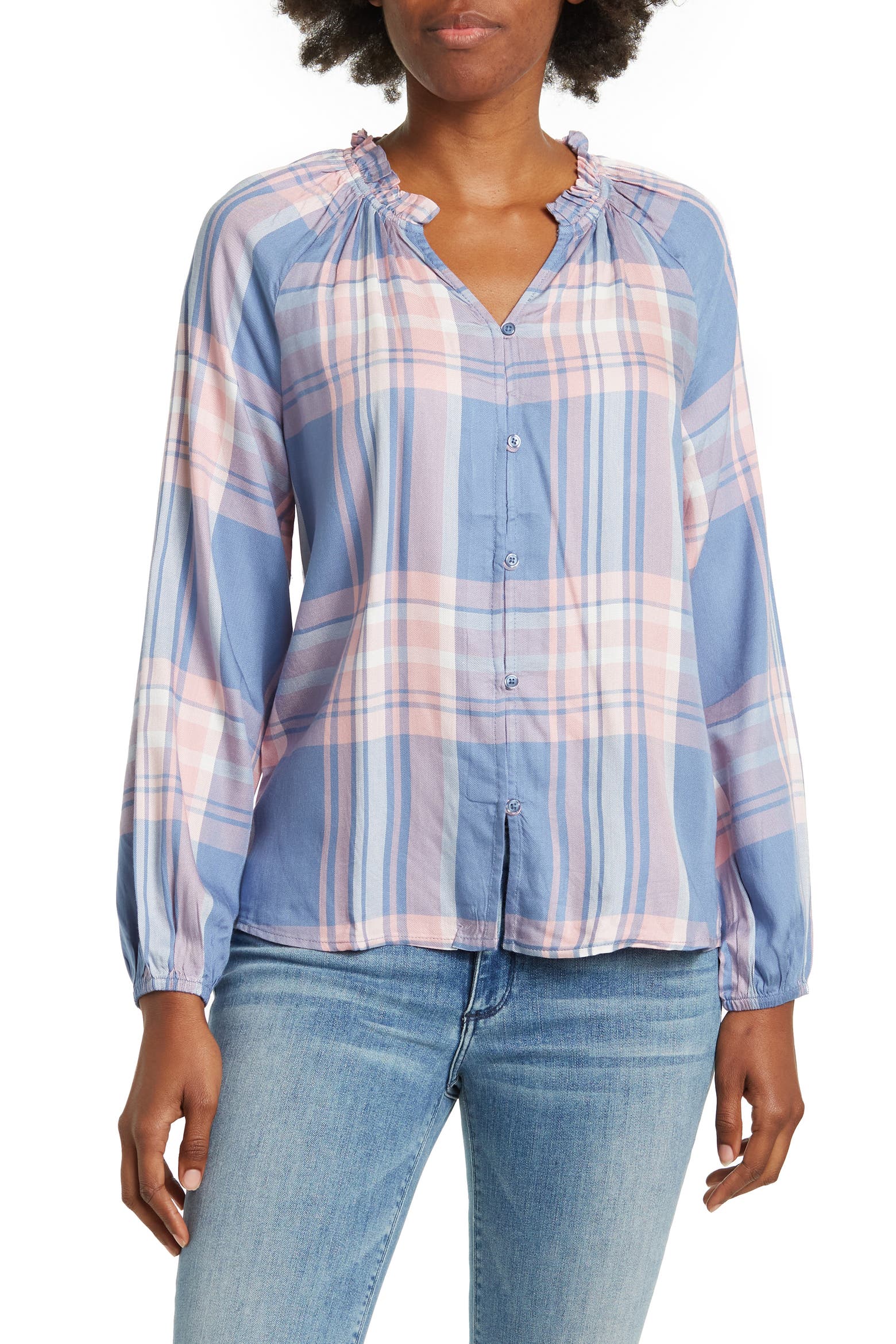 Neck Rufle COMO VINTAGE Ruffle V-Neck Blouse (Women) | Nordstromrack