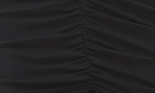 Afrm Cassian Ruched Detail Crossback Mesh Gown In Black
