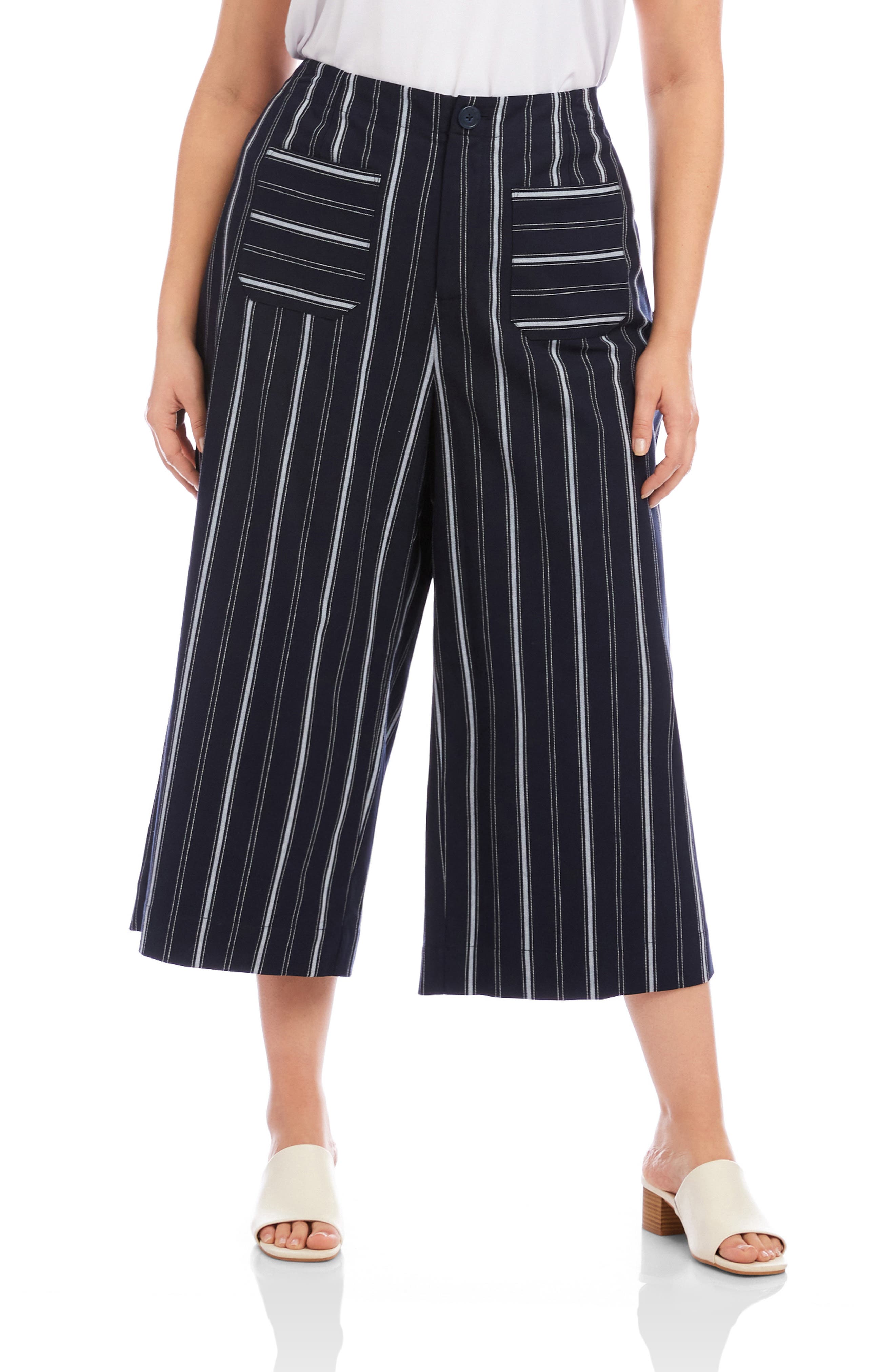 Stripe Wide Leg Crop Pants