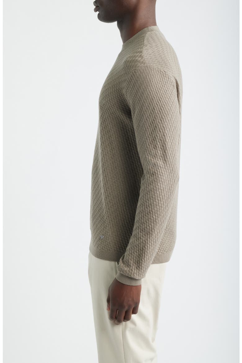 Geometric Stitch Virgin Wool Crewneck Sweater, Alternate, color, SOLID MEDIUM BEIGE